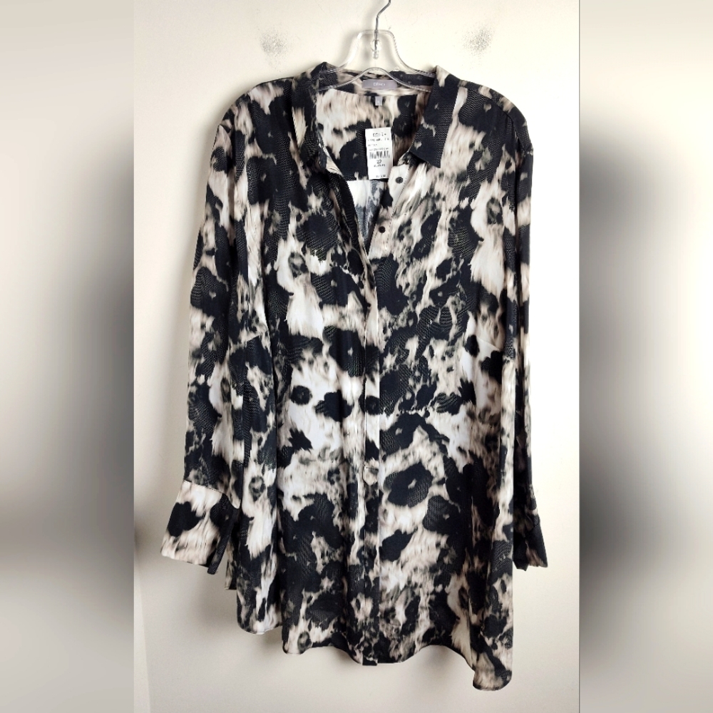 NWT Erfo tunic shirt abstract print blouse top trendy 22 Plus size new cupro